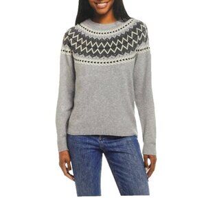 NEW  Weatherproof Vintage Women's L Original Fair Isle Sweater Gray Crewneck